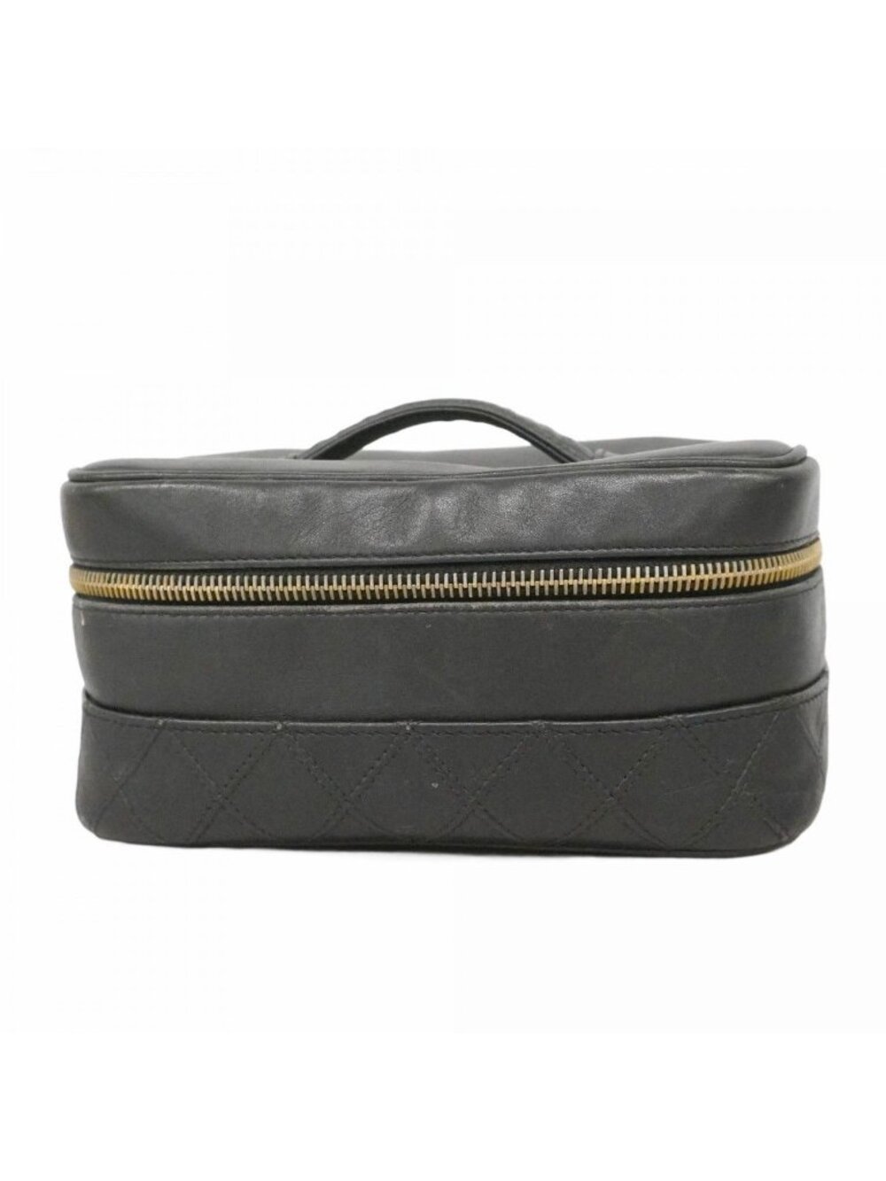 Chanel Vanity Bag Bicolor Leather Black Gold